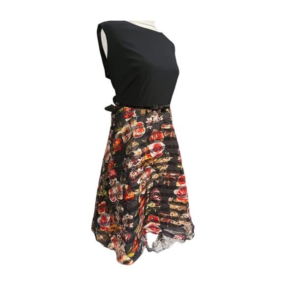 DressBarn 16 fit flare floral midi dress cocktail retro vintage wedding guest - Picture 6 of 12